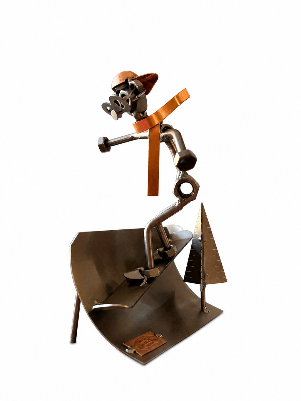 Figura Artesanal de Metal — Snowboarder en la Montaña