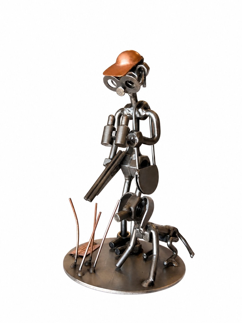 Figura Artesanal de Metal — Cazador con Perro