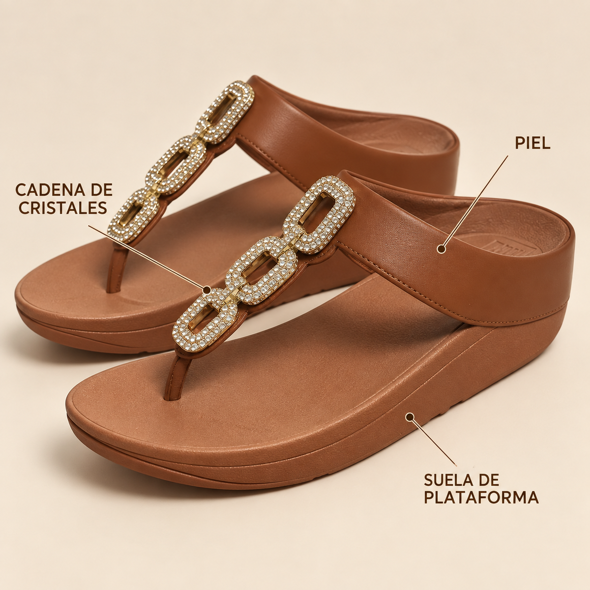 Características de las FitFlop Fino Crystal-Chain Deep Tan talla 39