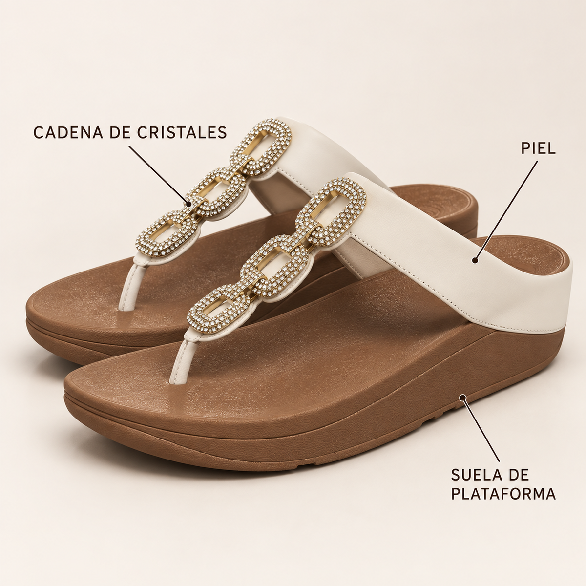 Características de las FitFlop Fino Crystal-Chain Urban White talla 39