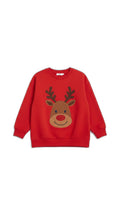 L&D Sudadera infantil roja con reno