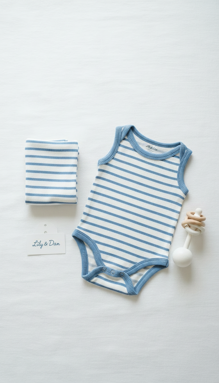 Lily & Dan pack de 2 bodys de bebé de rayas azules y blancas