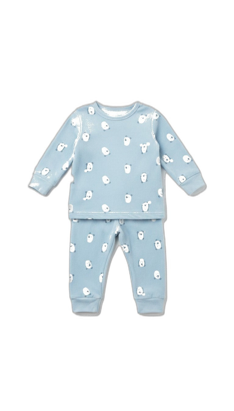 Lily & Dan Pijama de bebé de velour azul claro