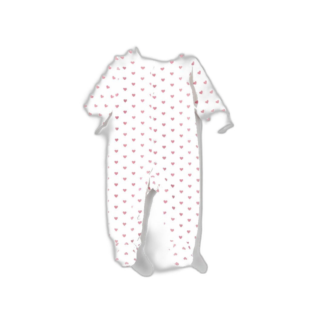 Lily & Dan Pijama de bebé de velour blanco con corazones rosas