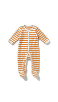 Lily & Dan Pijama de Bebé de Velour Rayas Crema y Naranja