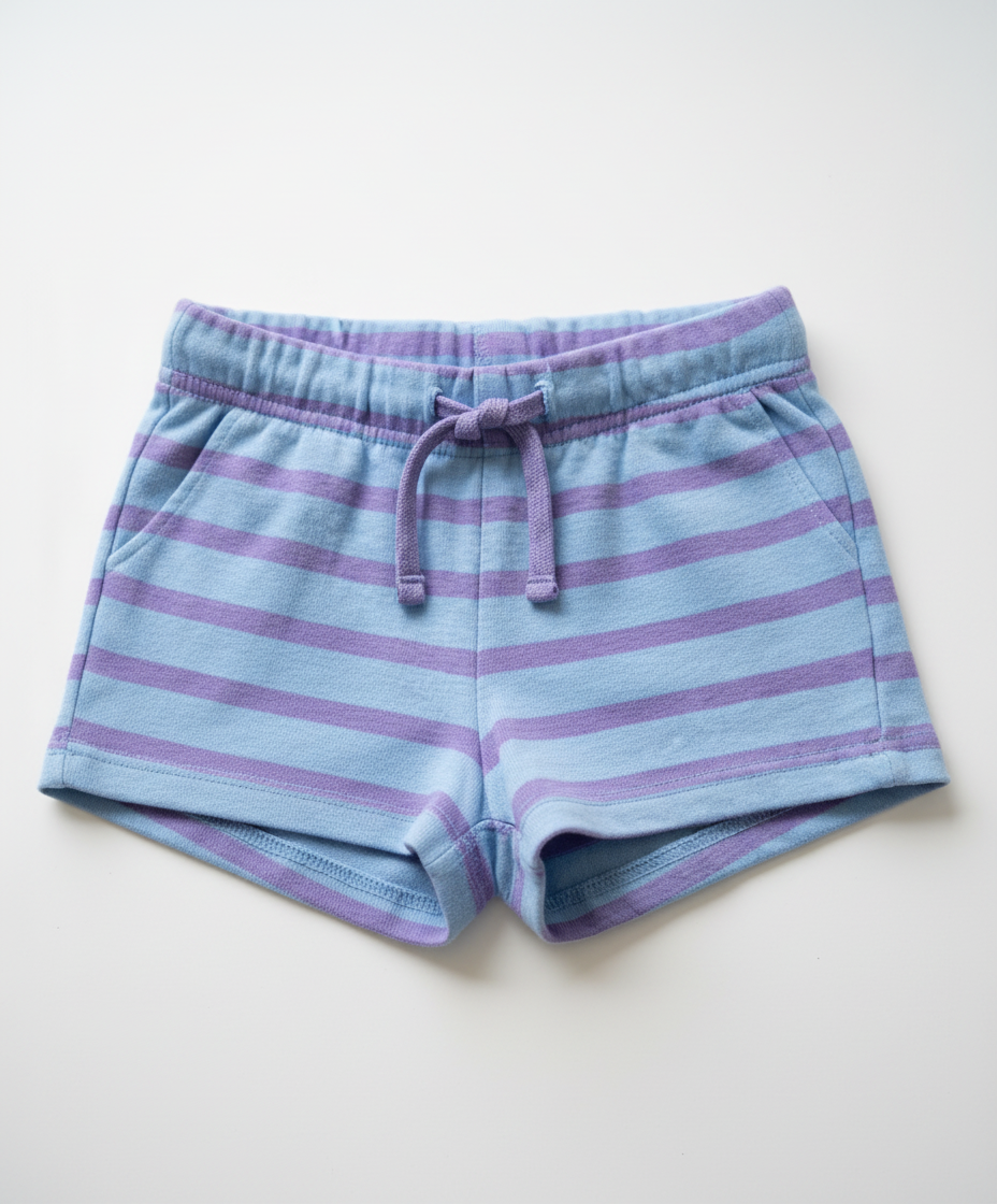 Pantalón Corto Infantil Lily & Dan — Rayas Lila y Azul