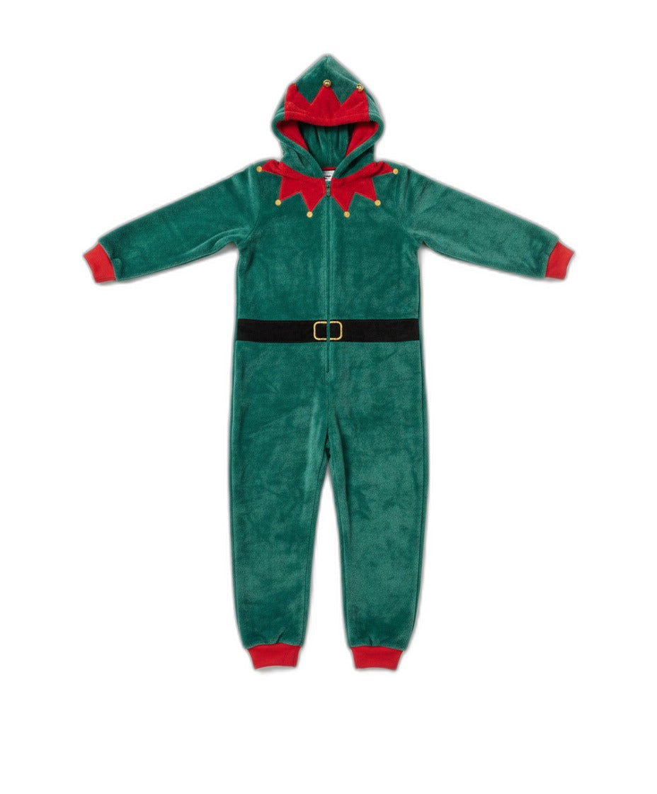 Pijama Mono Navideño Elfo Infantil Peluche Verde - Talla 7-8 Años | L&D