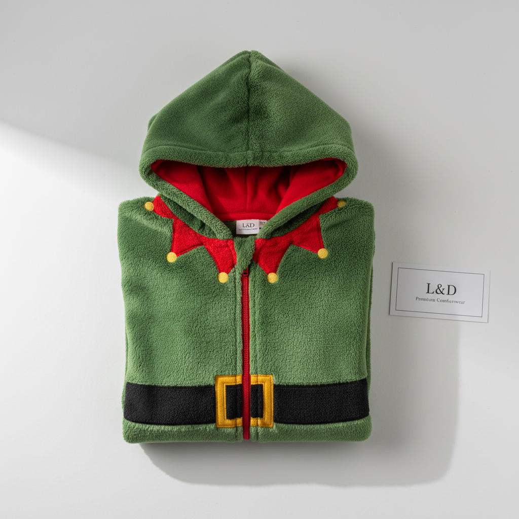 Pijama Mono Navideño Elfo Infantil Peluche Verde - Talla 7-8 Años | L&D