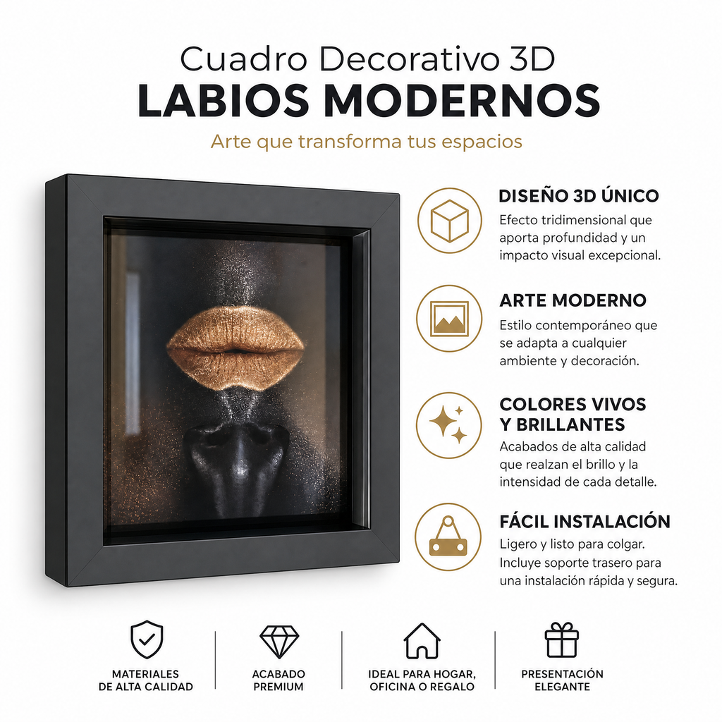 Cuadro Decorativo Labios 3D Arte Moderno