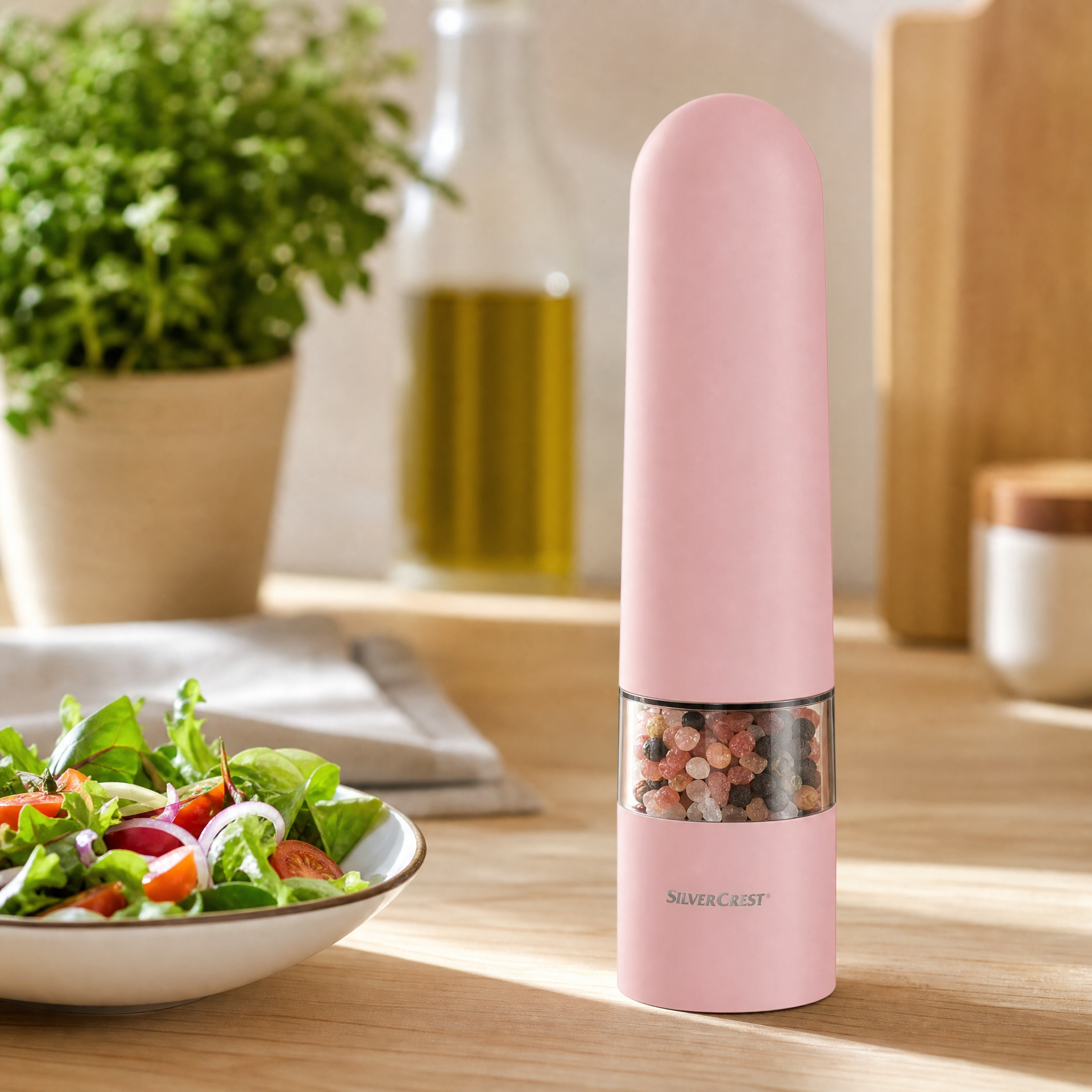 SilverCrest Molinillo eléctrico para sal o pimienta con ventana y BPA Free