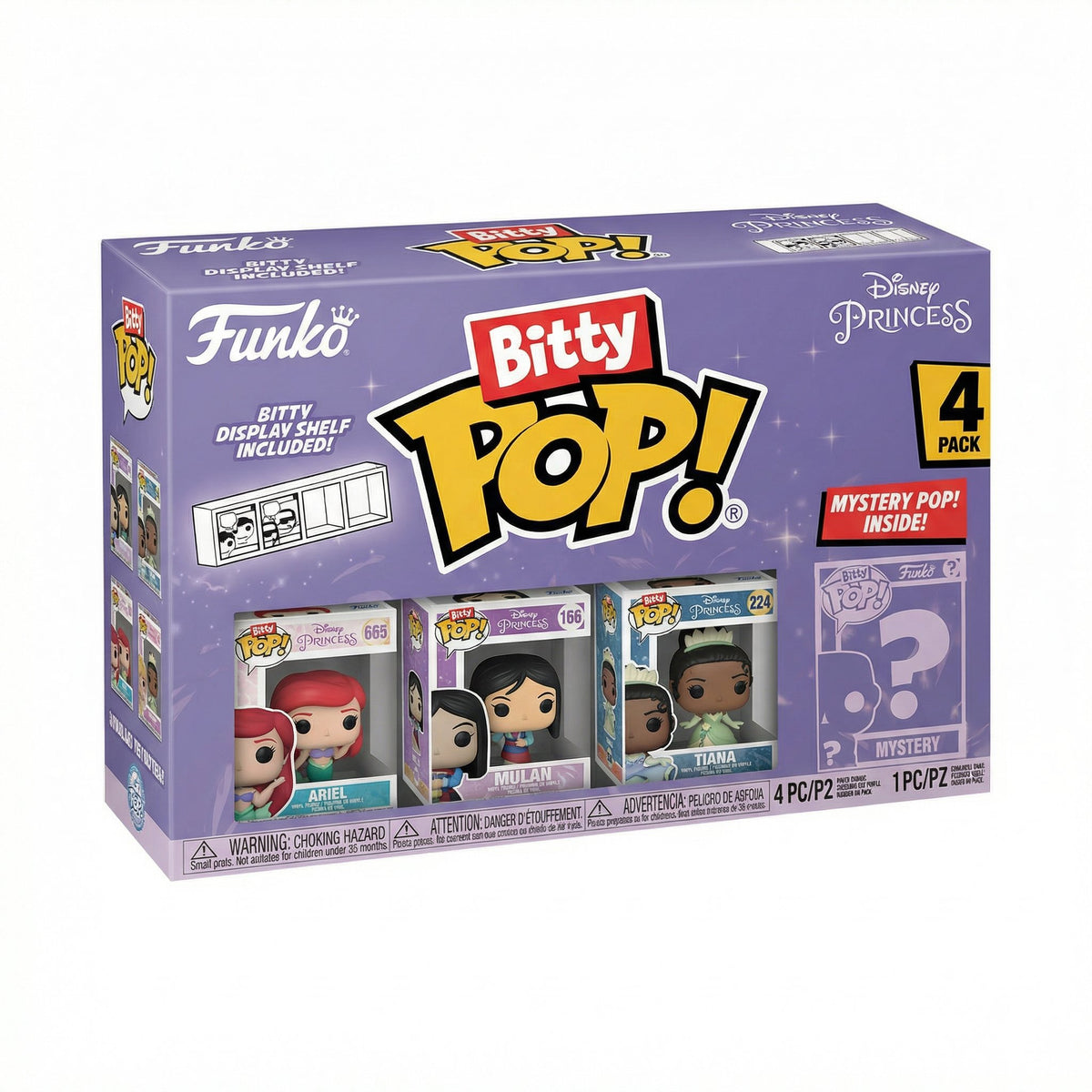 Funko Bitty Pop! Disney Princess 4 Pack Ariel Mulan Tiana + Mystery