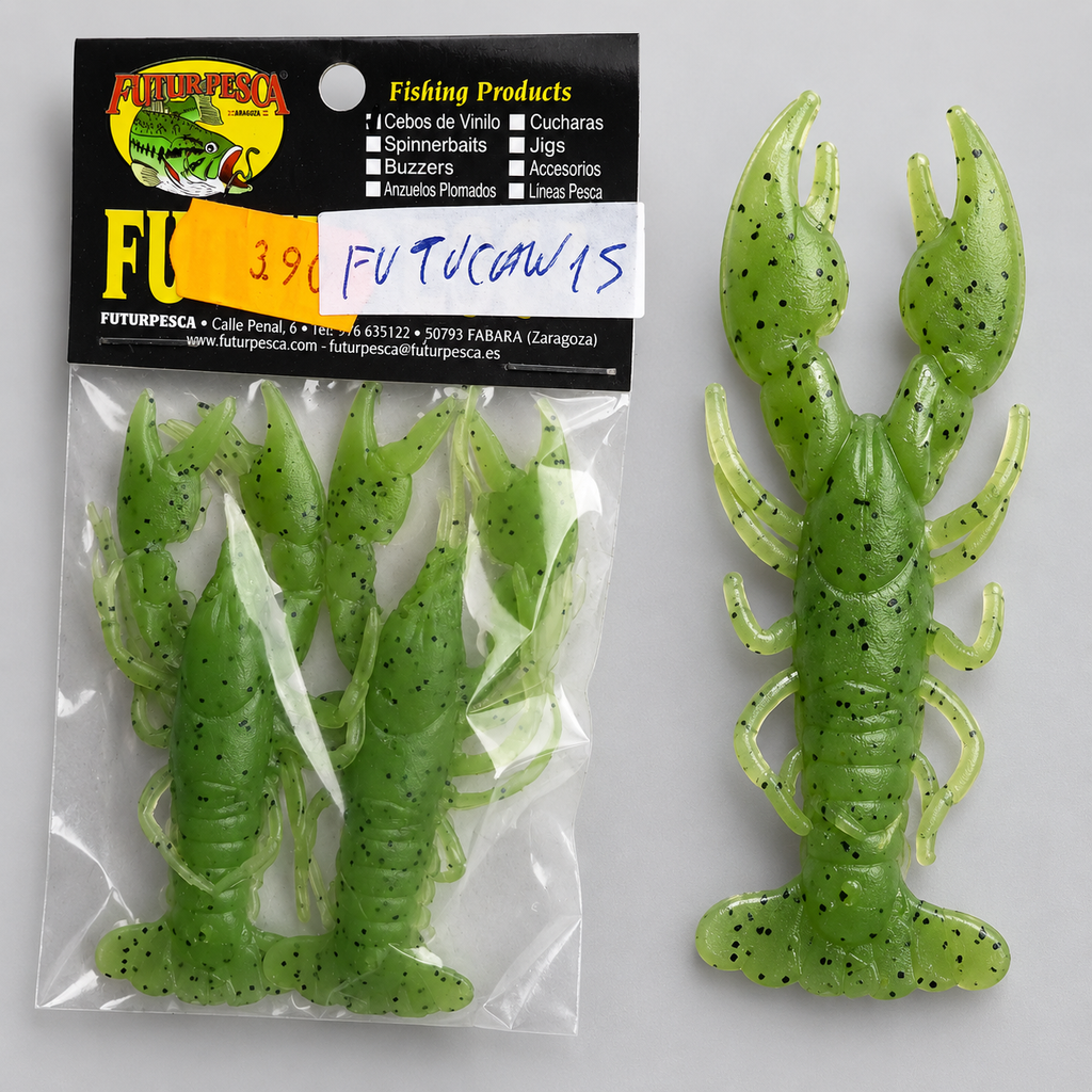 Detalle del señuelo verde Futurpesa Futucam 15