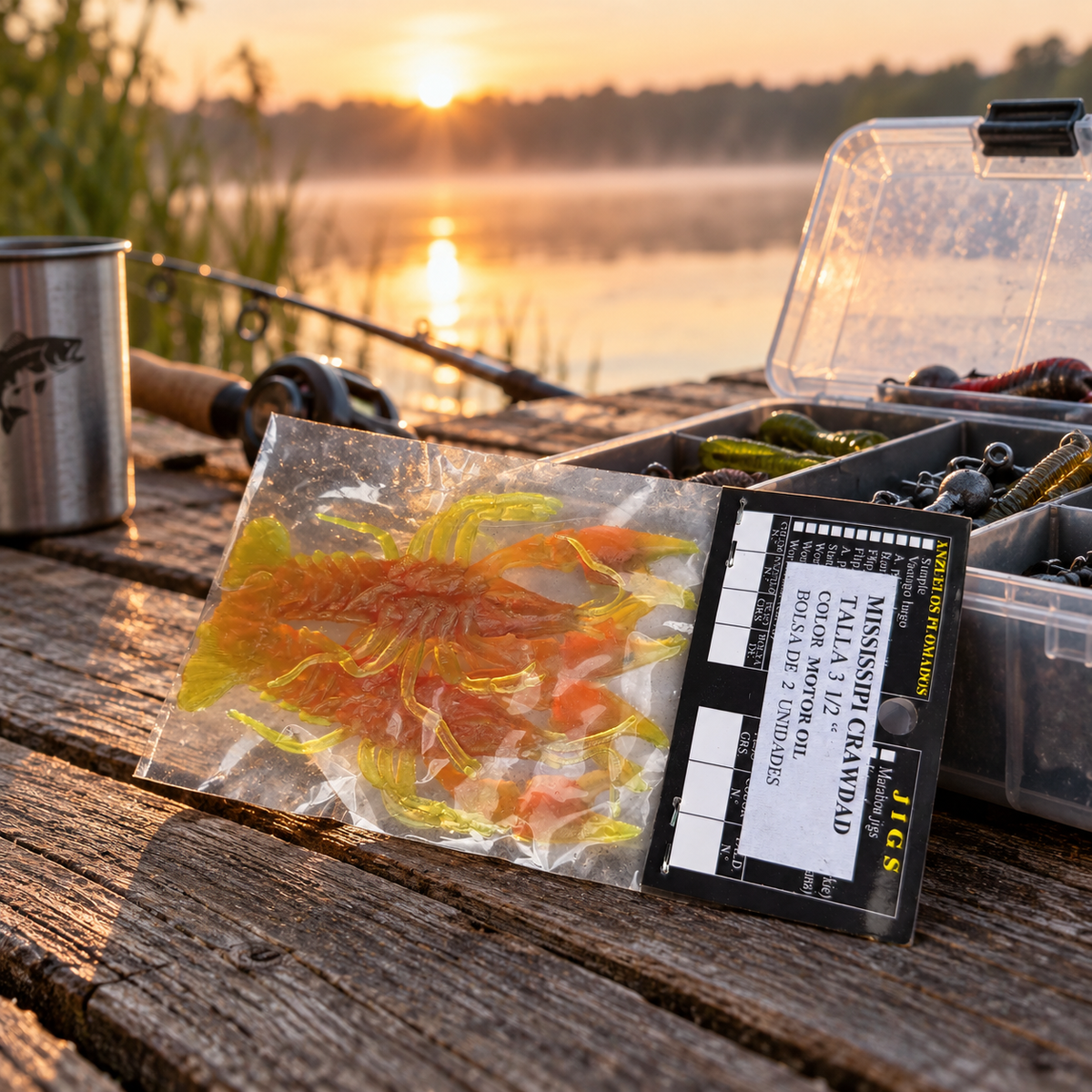 Futurpesa Mississippi Crawdad en equipo de pesca junto al lago