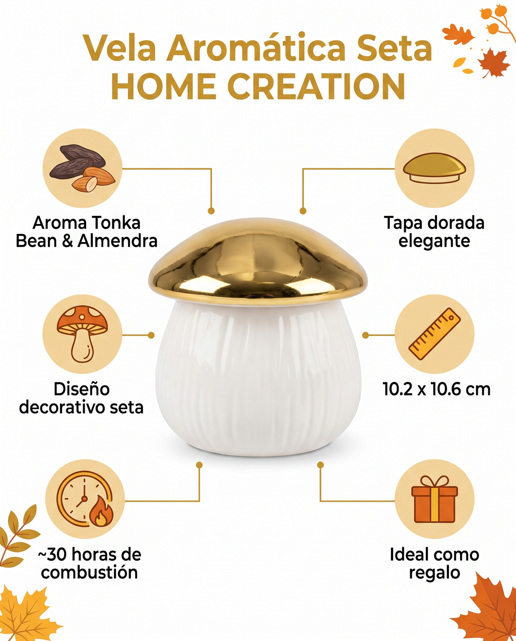Vela Aromática Seta HOME CREATION — Tonka Bean & Almond