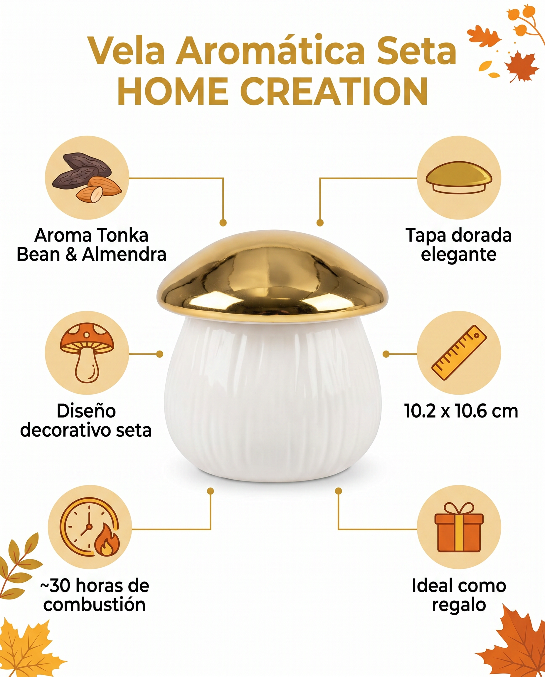 Vela Aromática Seta HOME CREATION — Tonka Bean & Almond