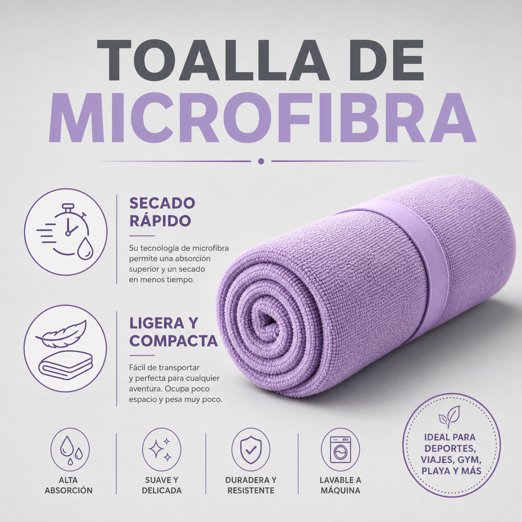 Crivit Toalla de Microfibra Lila 130x80cm