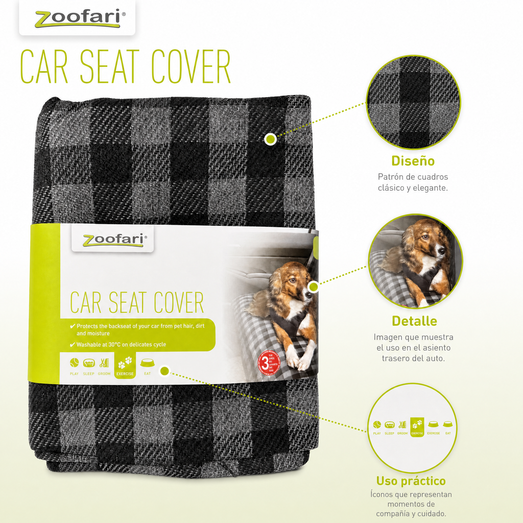 Zoofari Funda para asientos traseros y maletero estampado gris