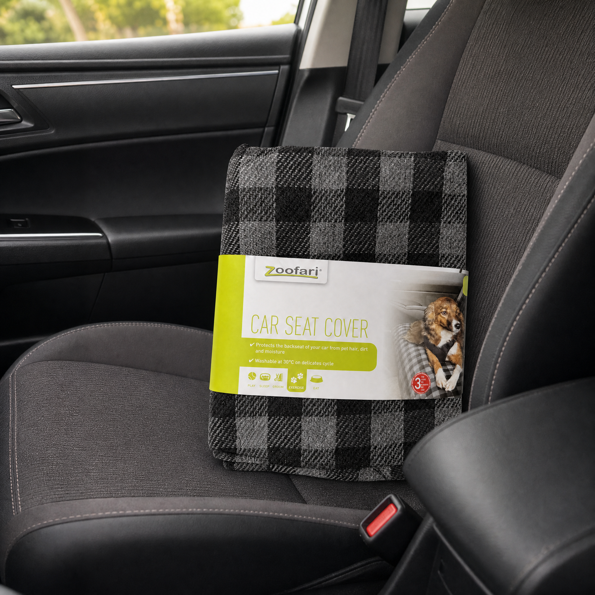 Zoofari Funda para asientos traseros y maletero estampado gris