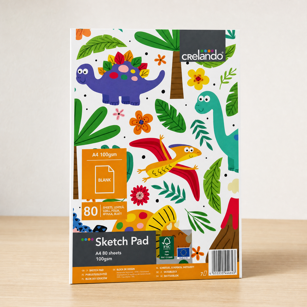 Crelando bloc de dibujo A4 100 g/m² — 80 hojas, cubierta infantil ilustrada