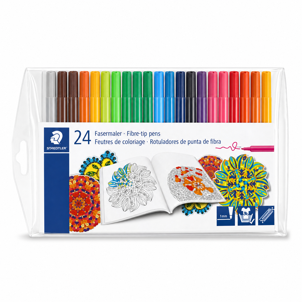 United Office Rotuladores punta de fibra 24 colores, tinta a base de agua lavable
