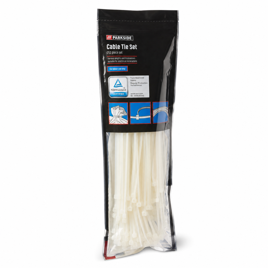 Parkside Set de 251 Bridas Blancas para Interior