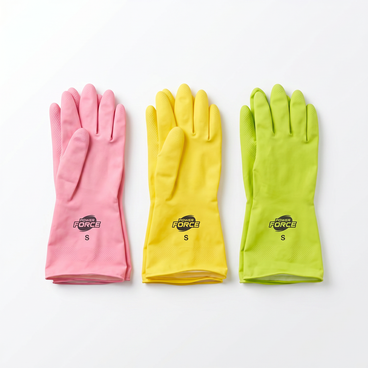 Guantes Goma Hogar Power Force — 3 Pares Talla S