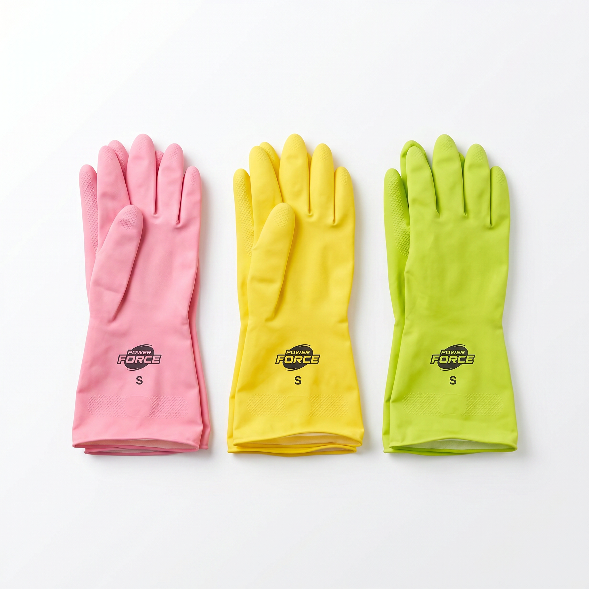 Guantes Goma Hogar Power Force — 3 Pares Talla S