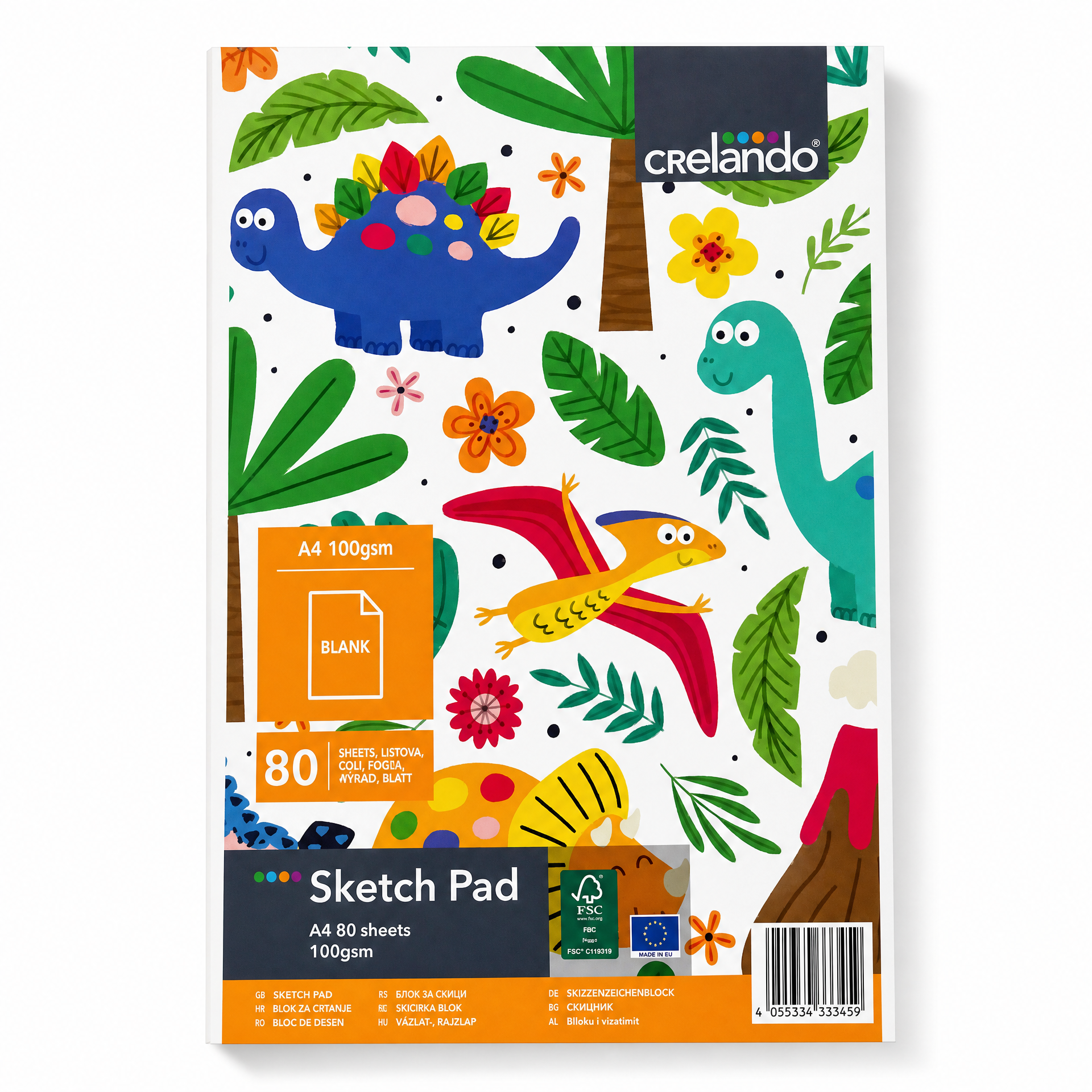 Crelando bloc de dibujo A4 100 g/m² — 80 hojas, cubierta infantil ilustrada
