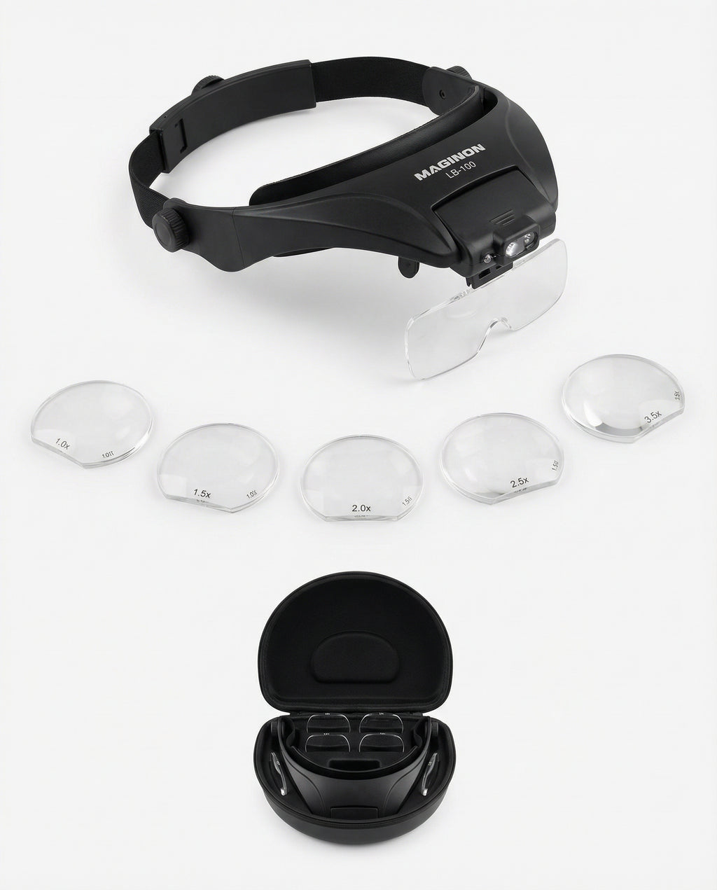 Gafas Lupa LED con Lentes Intercambiables y Estuche LB-100 | Maginon