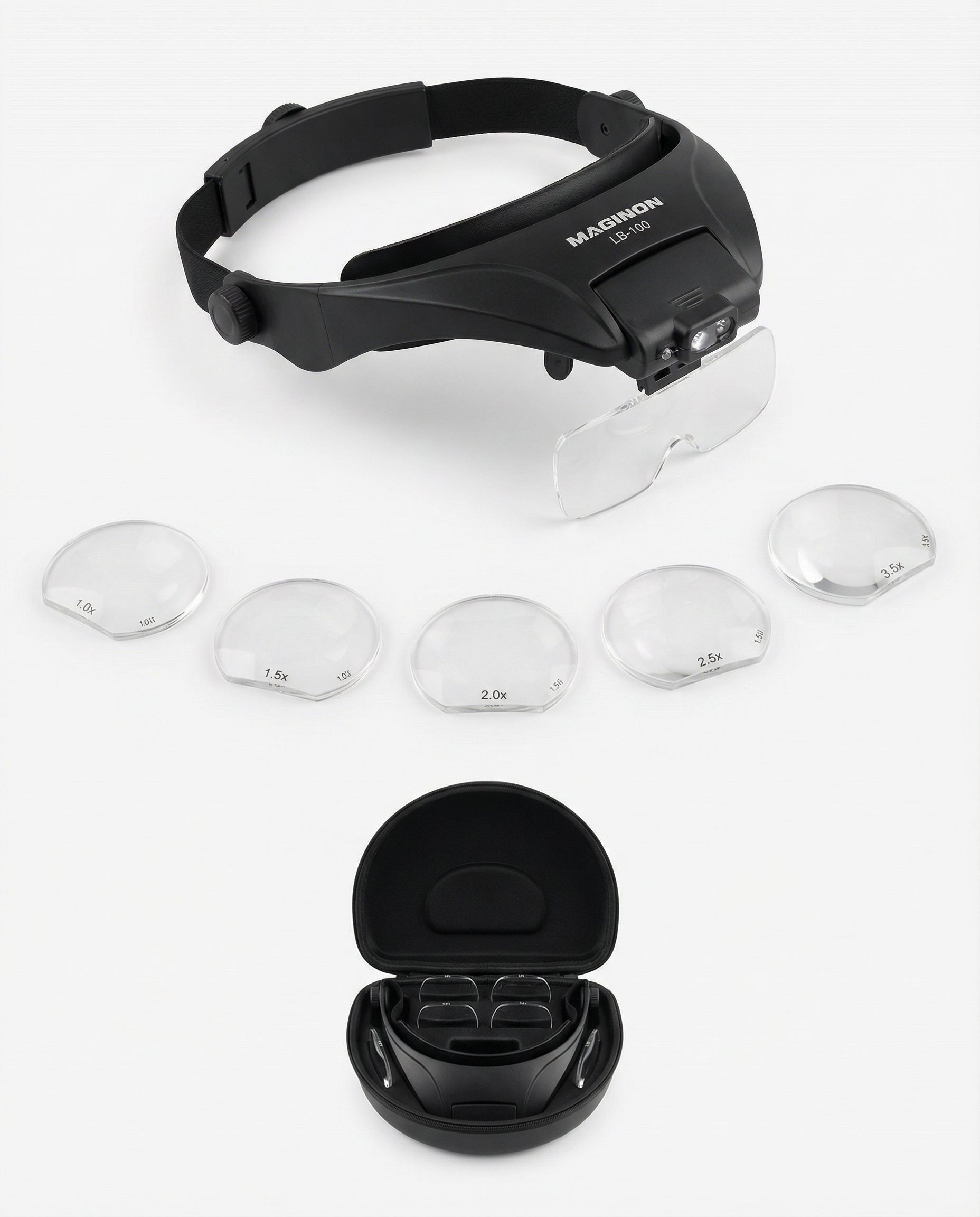 Gafas Lupa LED con Lentes Intercambiables y Estuche LB-100 | Maginon