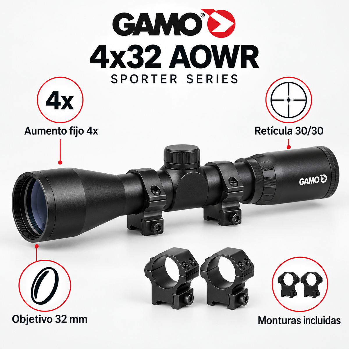 Características del visor Gamo 4x32 AOWR