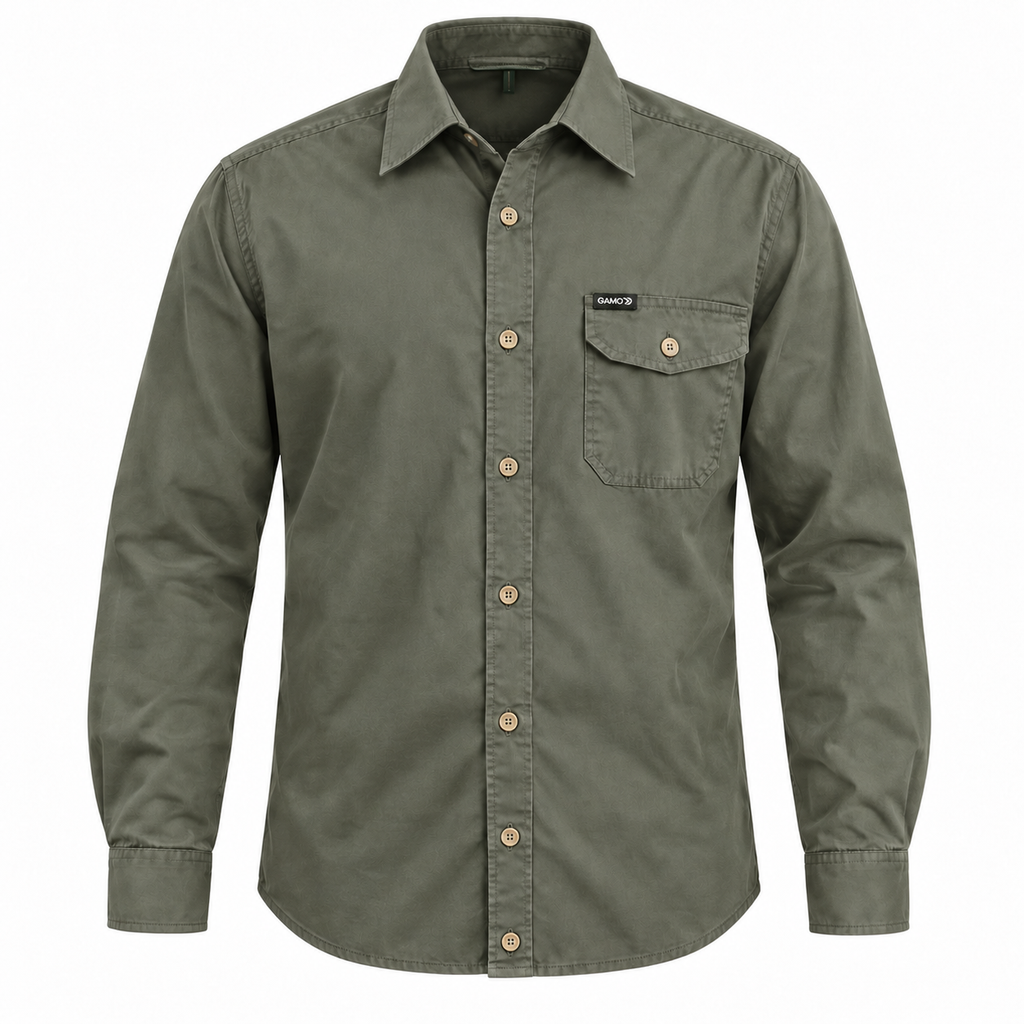 Camisa Gamo Geo caqui talla L sobre fondo blanco