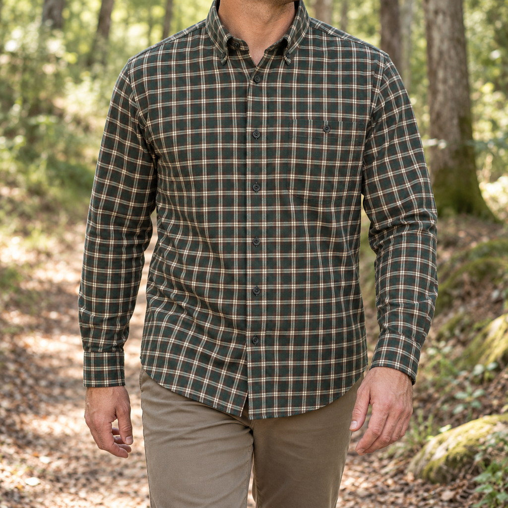 Camisa Gamo Tiber Check de manga larga en uso al aire libre