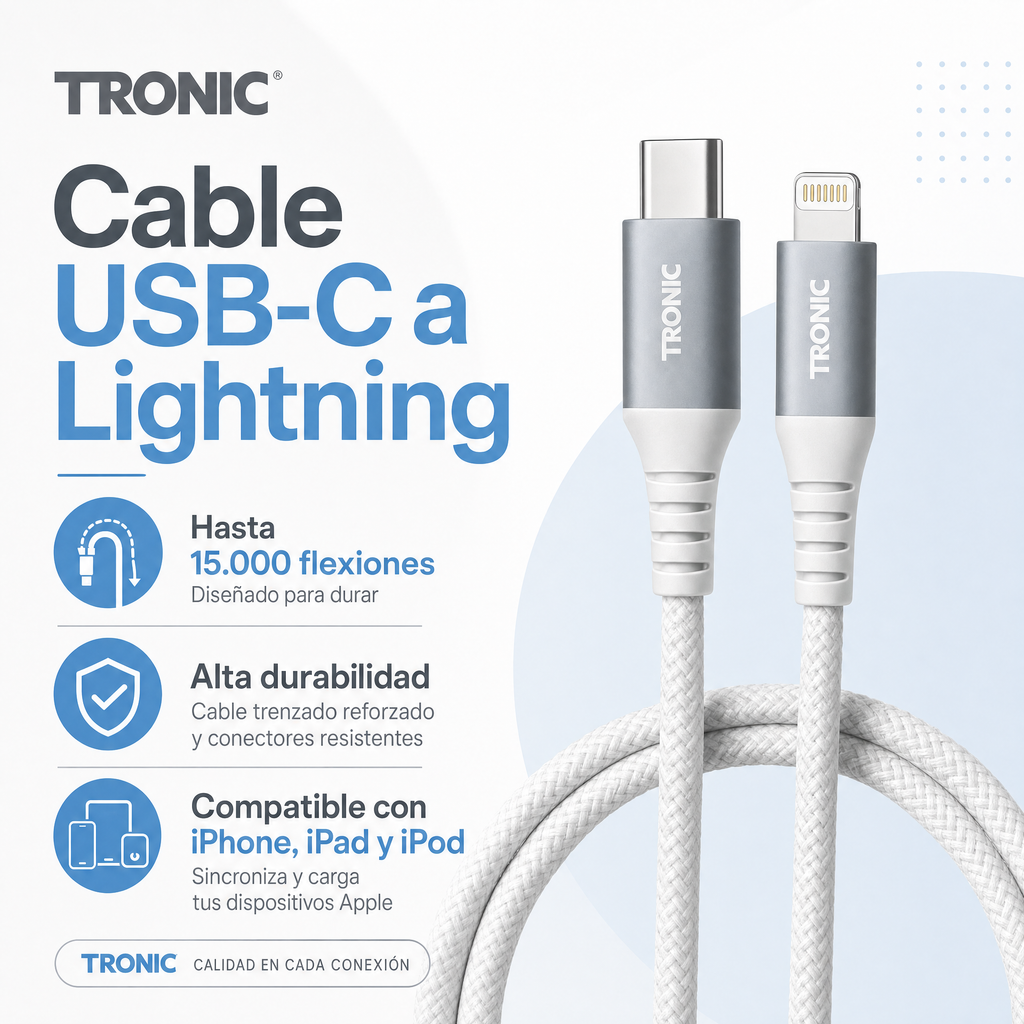 Tronic Cable de carga y datos USB-C a Lightning