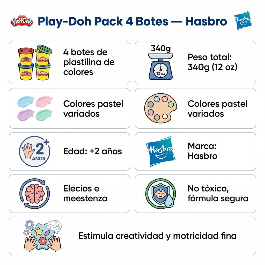 Play-Doh Pack 4 Botes Hasbro — 340g