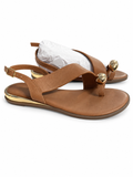 Sandalias Gioseppo Stony color cuero con anillo joya dorado y hebilla