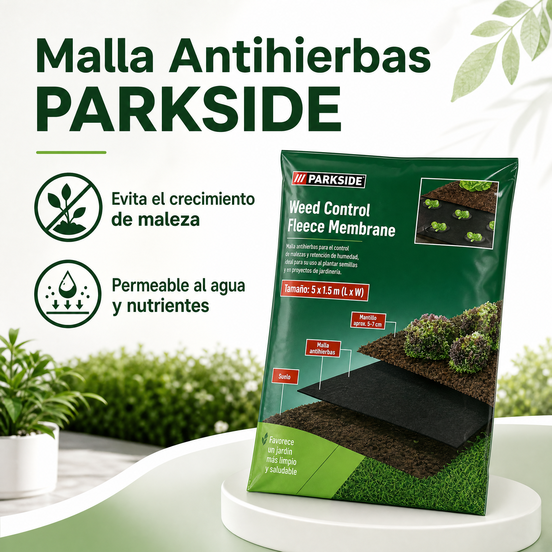 PARKSIDE Malla Antihierbas 5x1,5m