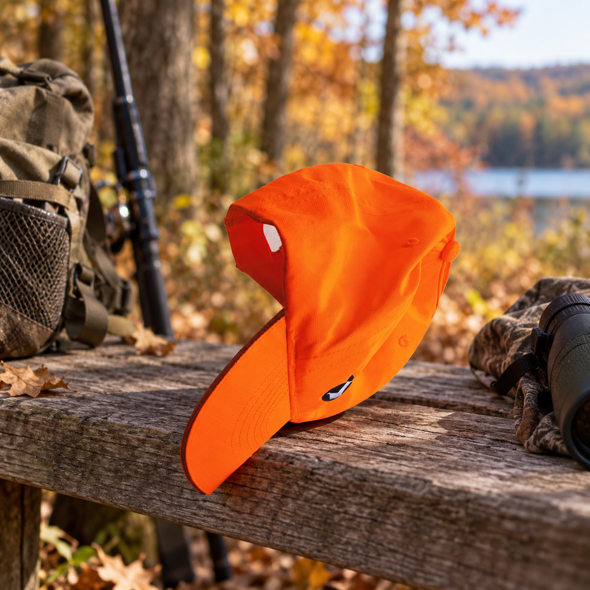 Gorra naranja en ambiente exterior de caza y pesca