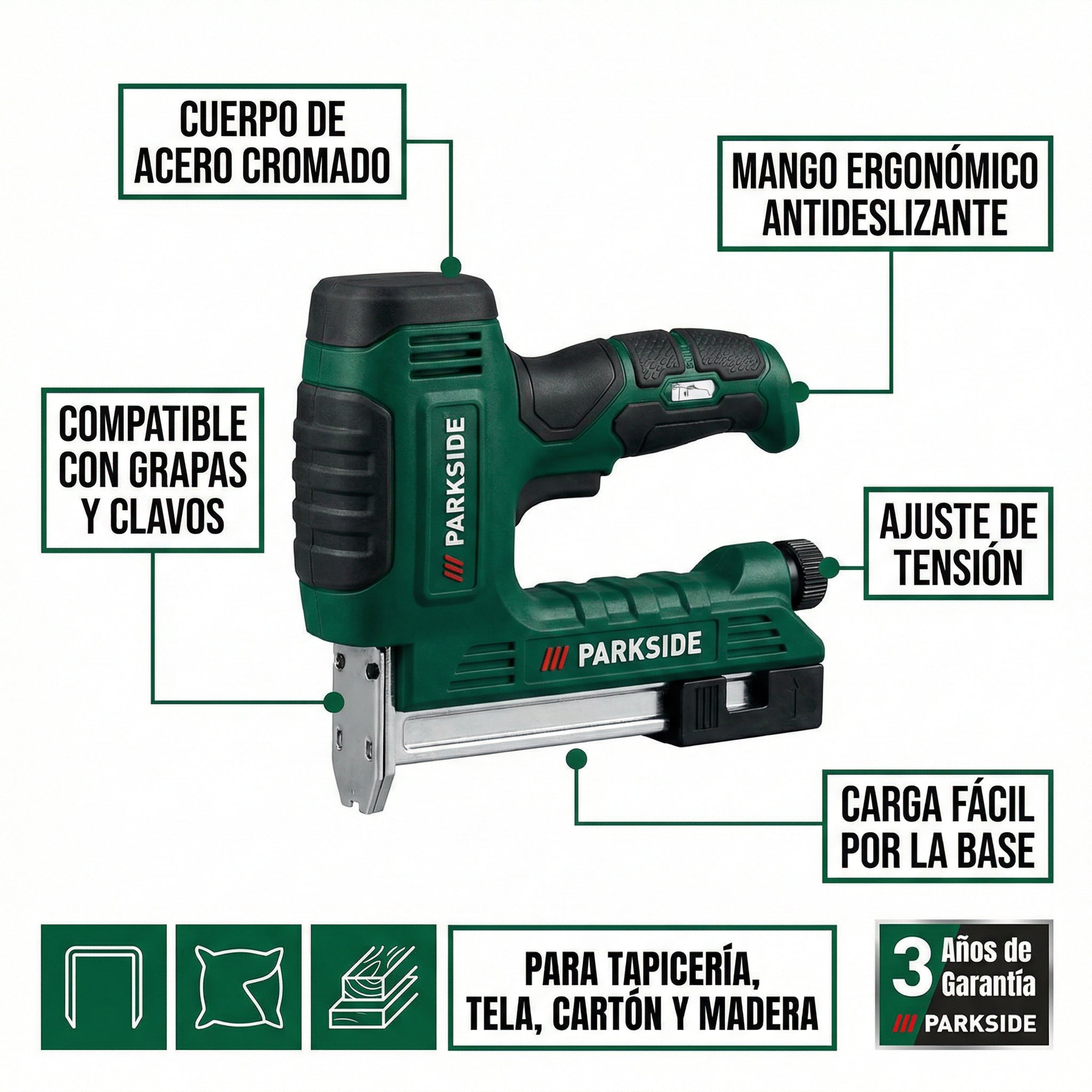 Grapadora Manual de Bricolaje para Grapas y Clavos | Parkside