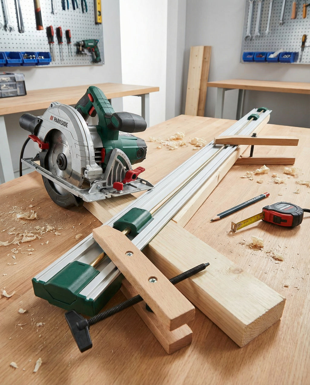 Guía de Corte y Abrazadera 120 cm para Sierra Circular | Parkside
