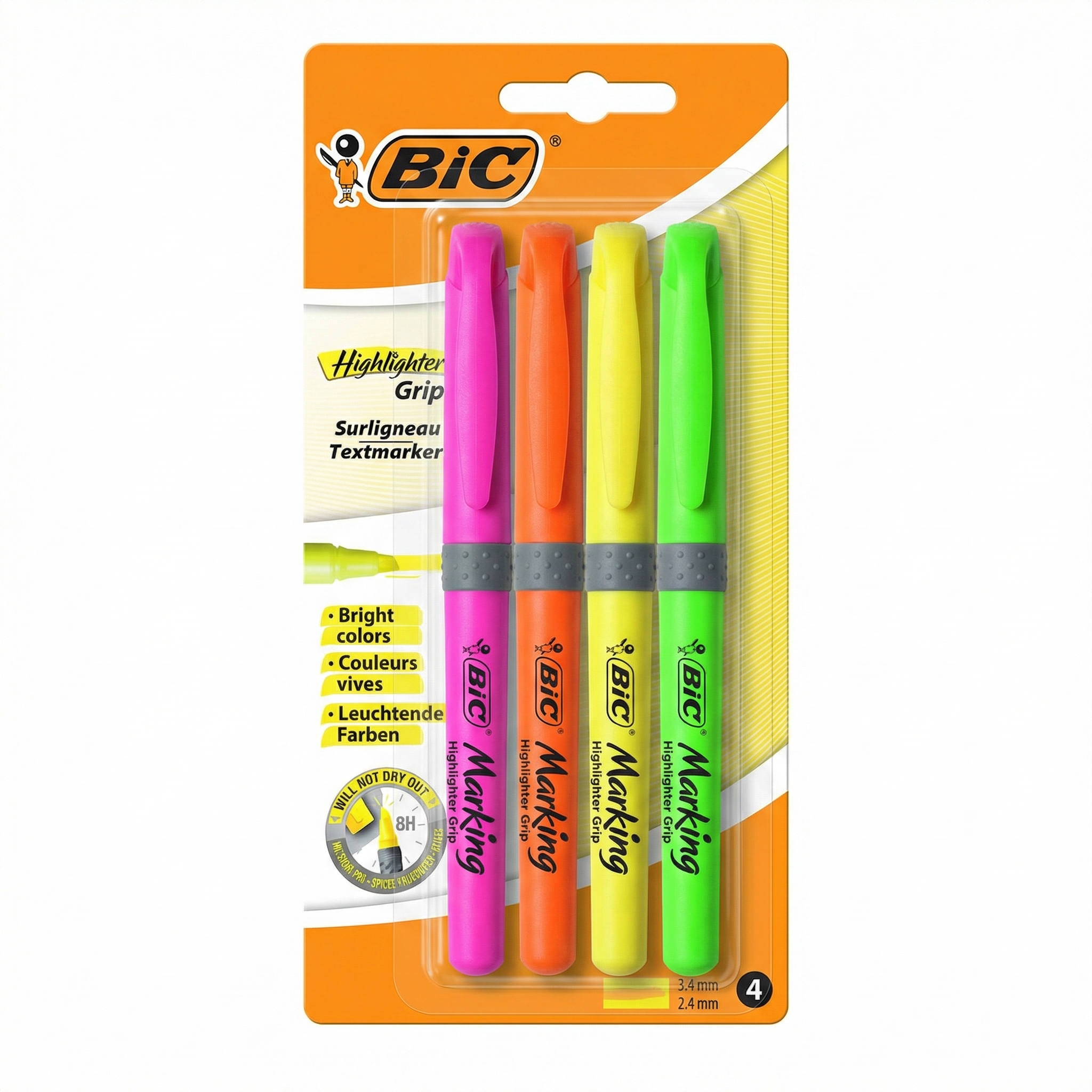 Subrayadores BIC Marking Highlighter Grip 4 Colores