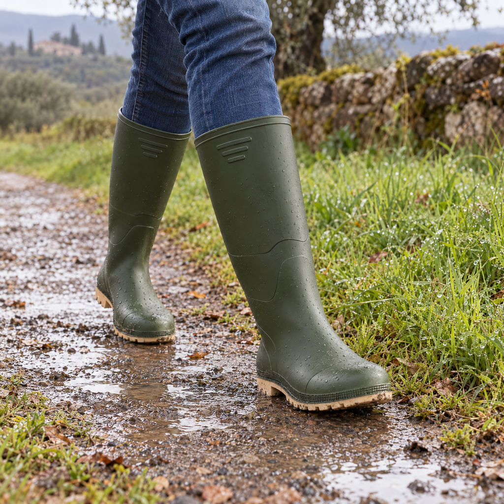Botas de Goma Verdes de Caña Alta — Talla 41