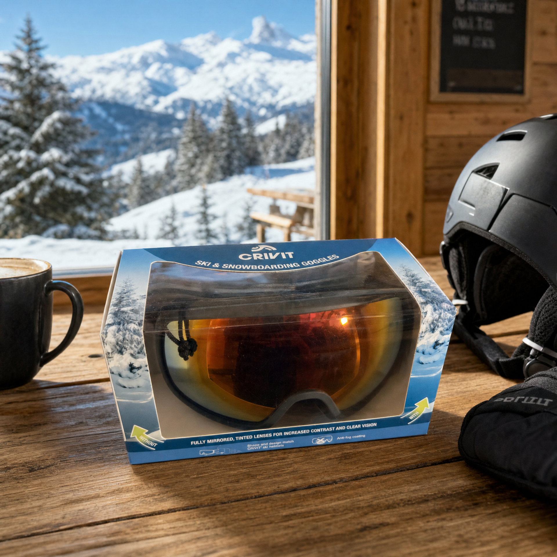 Crivit Gafas de esquí y snowboard con lente espejada y revestimiento antivaho