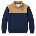 Sudadera Yellow Skin con media cremallera azul marino y camel · Talla M · vista frontal