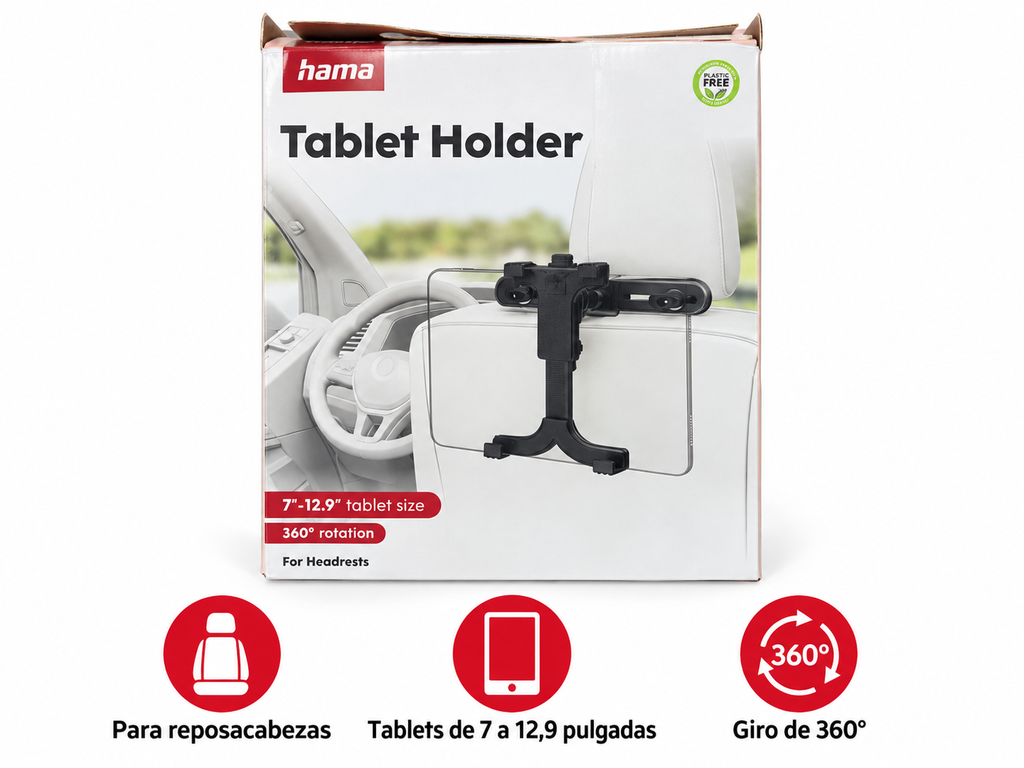 Hama soporte de tablet para reposacabezas de coche · 7 a 12,9 pulgadas · características