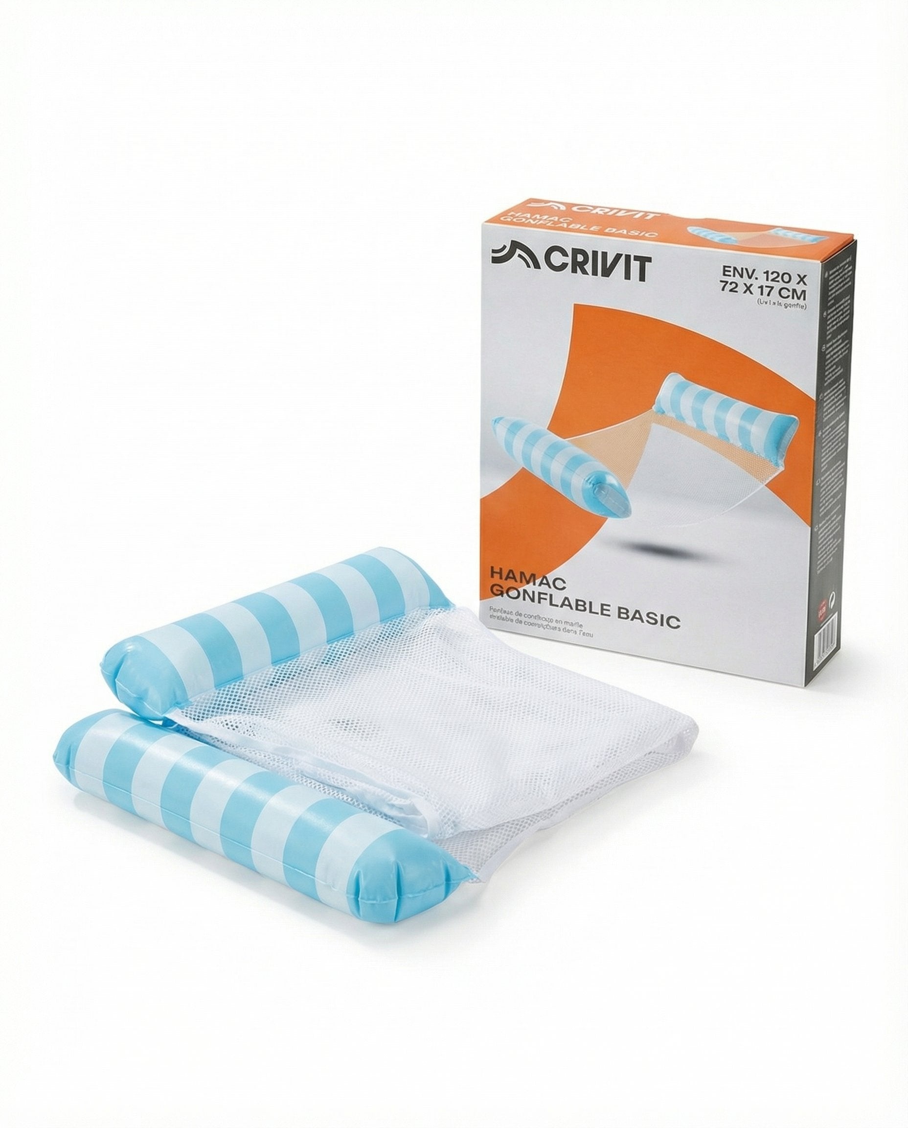 Hamaca Hinchable Piscina Rayas Azul y Blanco - Crivit