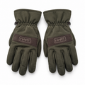 Guantes de caza HART verde oliva y marrón, vista principal sobre fondo blanco