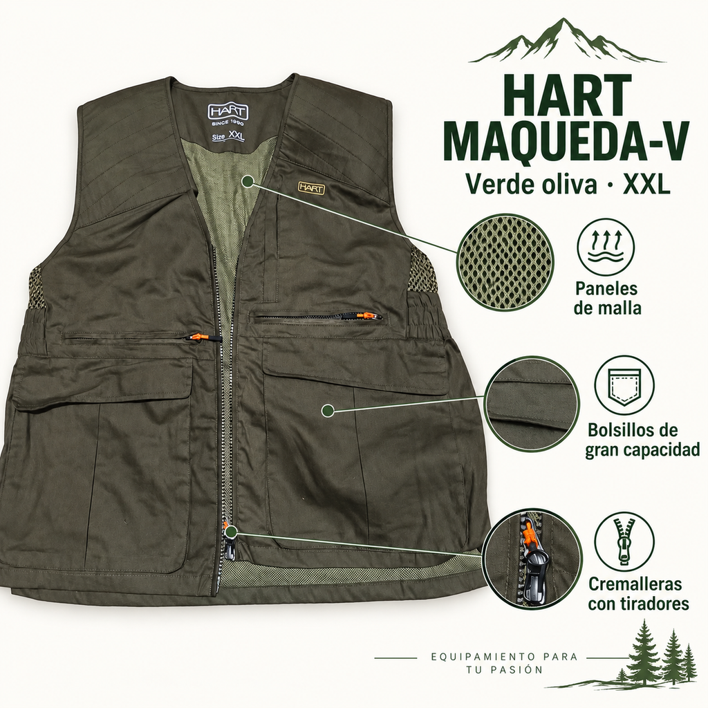 Hart Maqueda-V XXL: paneles de malla, bolsillos de gran capacidad y cremalleras con tiradores