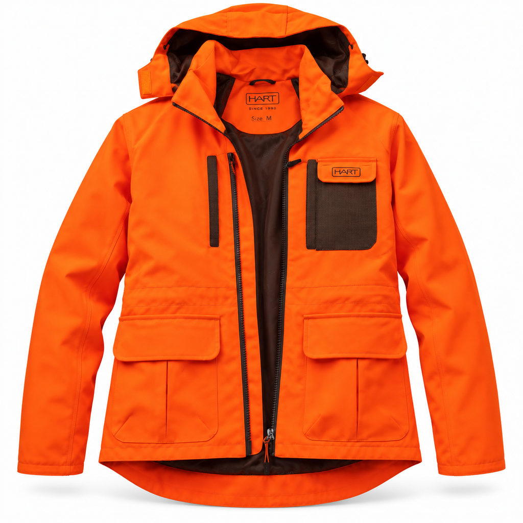 Chaqueta HART WILD-J naranja de alta visibilidad talla M sobre fondo blanco