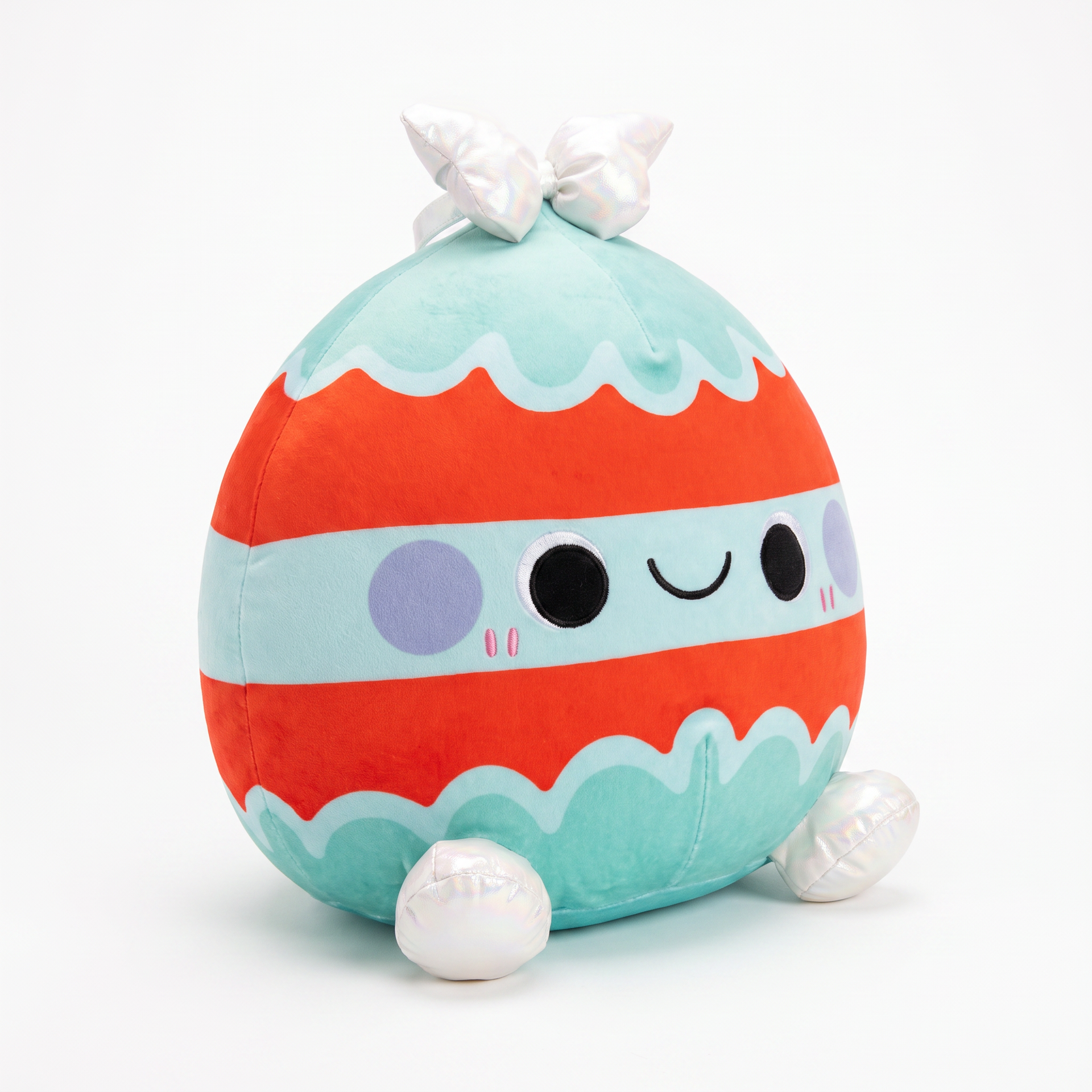 Peluche Decorativo Navideño Bola con Lazo Iridiscente